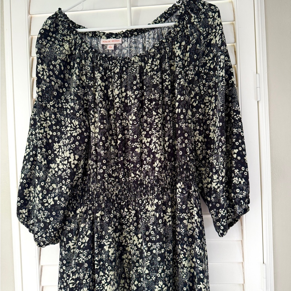 Knox Rose Womens Long Sleeve Dress Size L Prairie Floral Printed Pockets Swing - Picture 2 of 10